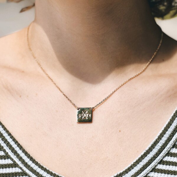 Emerson Street Gold Square I-State Necklace